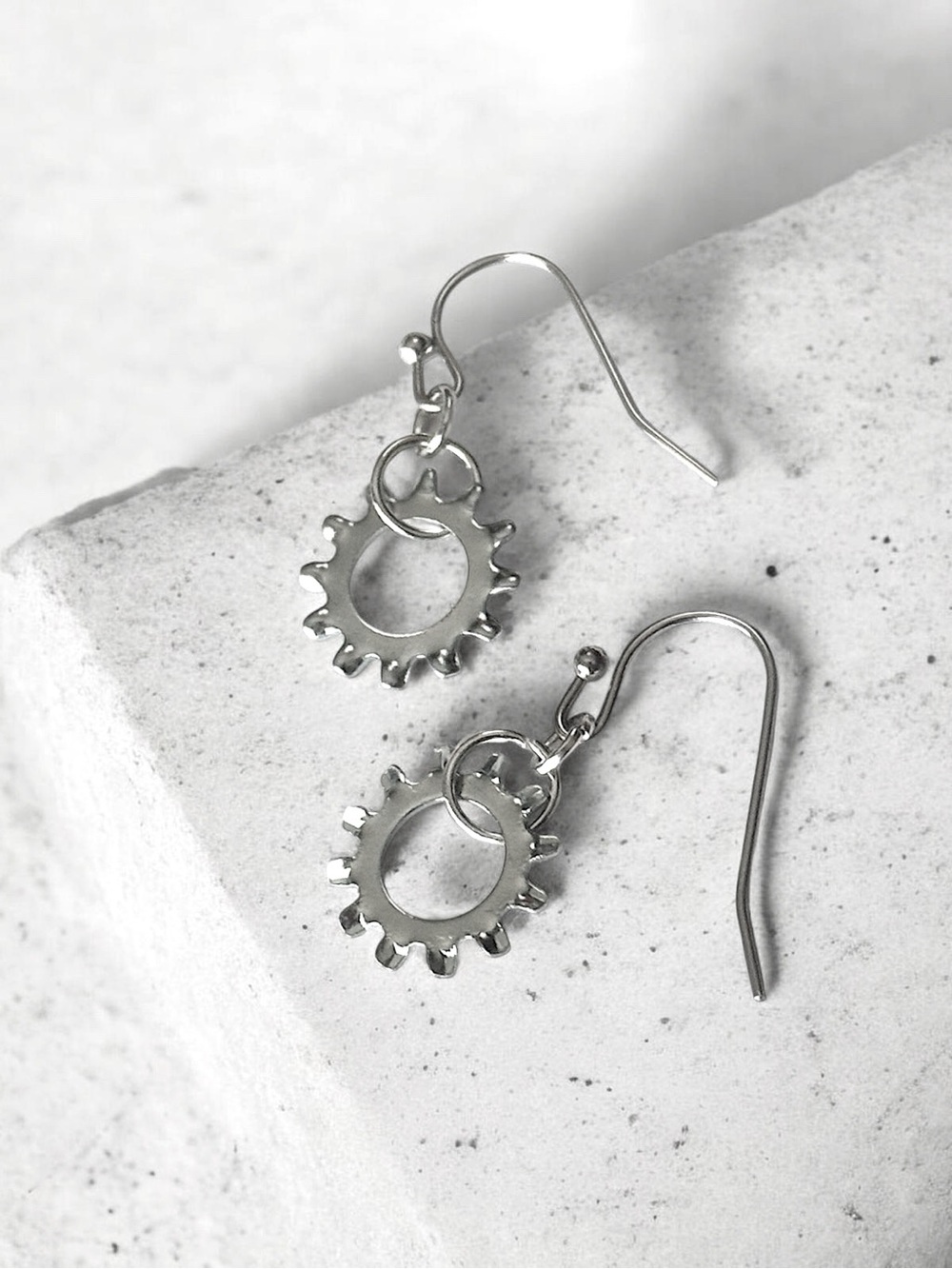 5 For $25💫Silver Punk Gear Drop Earrings - Women Jewelry